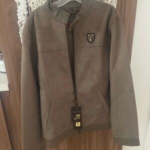 A Collezioni Men’s Jacket Suede Faux Leather Jacket Size XL Brown